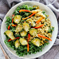 Kale Quinoa Curry Salad w/ Roasted Brussel Sprouts