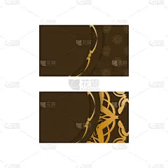 名片模板在棕色与复古黄金饰品您的品牌。