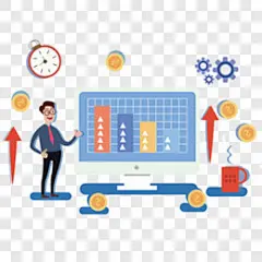 卡通手绘办公室电脑理财奋斗插画PPT元素PNG图片➤来自 PNG搜索网 pngss.com 免费免扣png素材下载！