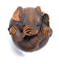 A large wood netsuke of a coiled rat, signed Masanao, 19th century. Finely detailed fur the eyes inlaid. 3.8 cm.