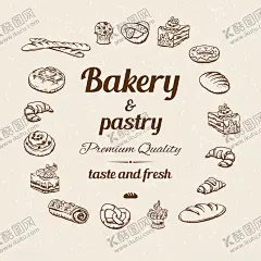 甜品 【酷图网】矢量甜点,点心,各种蛋糕,面包,烘焙素材,矢量蛋糕