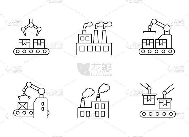 工厂生产像素完美的线性图标集