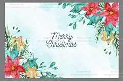 卡通水彩圣诞节花卉彩球圣诞老人平安夜卡片贺卡Banner矢量图素材-淘宝网