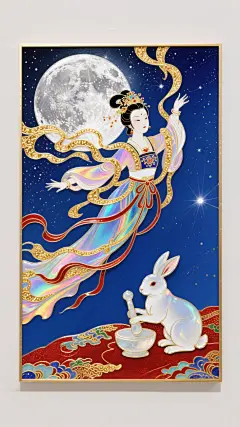 融入玉兔捣药和嫦娥奔月两个中秋节传统故事，为中秋节的到来增添一份神秘气息。
