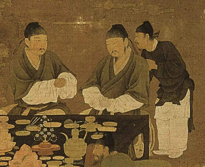 传世名作北宋赵佶《文会图》局部