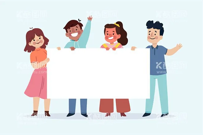 多人举牌子 - 源文件下载【酷图网】举横幅,举牌子,告示牌,通知,多人举牌子,卡通人物,标语牌,横幅,-花瓣网