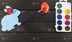 画笔,红色,玫瑰,桨叉架船,动物头,贺卡,鸡蛋,小兔子,复活节,褐色