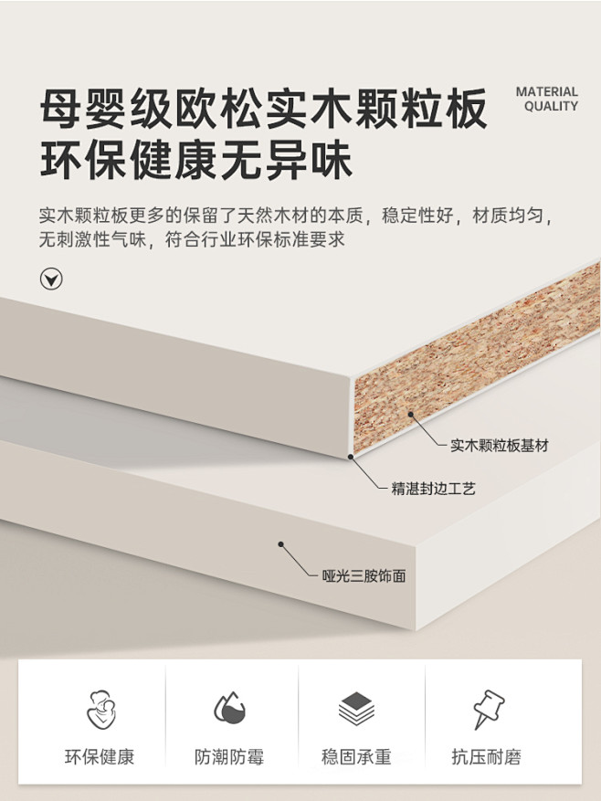奶油风欧松实木颗粒板推拉门款式衣柜家用卧...
