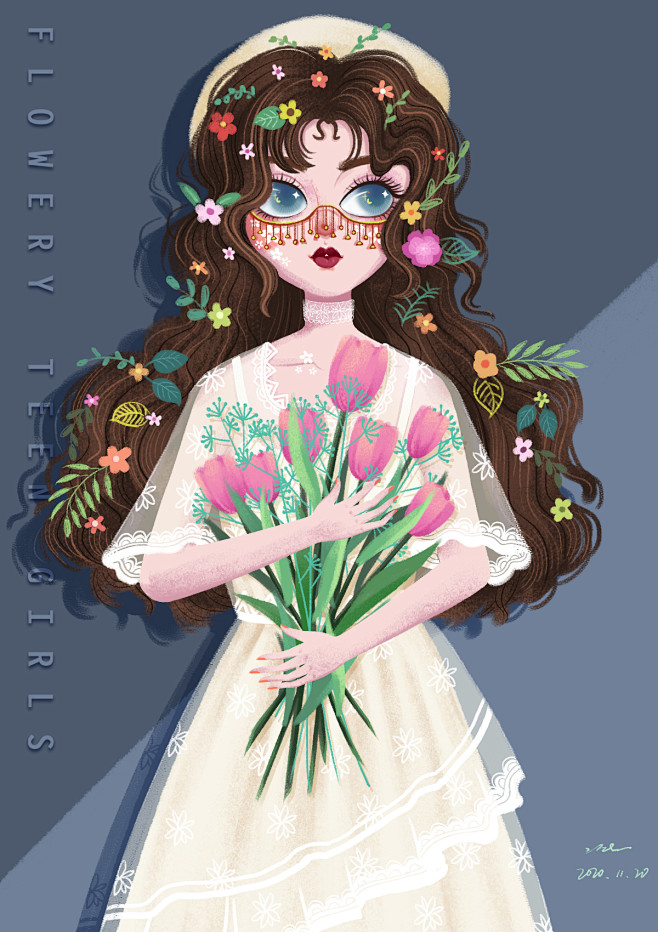 美美的鲜花少女