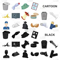 垃圾,废纸篓,漫画,计算机图标,弄皱的,塑胶,电视机,撕破的,瓶子,收集