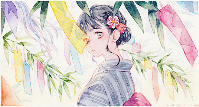 #水彩 ねがいごと - さかもと侑的插画