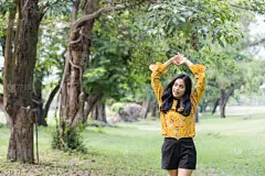 夏天,精神振作,公园,女孩,波西米亚风,活力,清新,无忧无虑,自由,环境