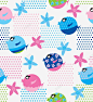 可爱卡通小鱼背景图案高清素材 卡通 可爱 圆点 海星 海鱼 背景 蓝色粉色 鱼 元素 免抠png 设计图片 免费下载 页面网页 平面电商 创意素材