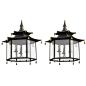 Pair of English Regency Style Black Tole Pagoda Lanterns with Tassels | From a unique collection of antique and modern lanterns at <a class="text-meta meta-link" rel="nofollow" href="http://www.1stdibs.com/furniture/lighting/la