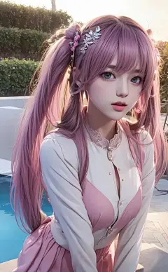AI绘画，双马尾女孩，高清壁纸