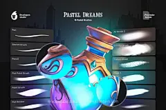 18款梦幻时尚淡彩漫画动漫艺术插画粉彩手绘Procreate笔刷素材素材