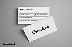 白底简易名片模板Minimal Business Card 设计模板 