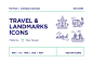 Travel & Landmarks Icons Set : Series of 100 pixel-perfect icons, created by influence of vacation, travelling and famous landmarks. This set includes icons of leaning tower of Pisa, Sydney Opera House, Big Ben, The Eiffel Tower, Pantheon, Tower Bridg