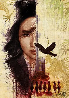 好看！一组绘画笔触风格的《花木兰》艺术海报～作者来自全球各地的艺术家们。 ​​​​