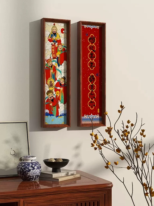 财神爷中国风国潮入户玄关喜庆装饰画客厅餐厅挂画竖版背景墙壁画-tmall.com天猫-花瓣网
