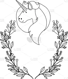 独角兽,花环,可爱的,华丽的,贺卡,小马,自然美,动物,花,问候