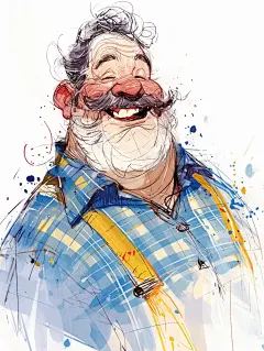 Ai钢笔+淡彩｜有趣老爷爷表情系列人物插画 - 小红书