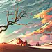 General 3840x2160 digital art artwork illustration landscape sunset mountains