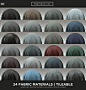 24 FABRIC MATERIALS - 4K - TILEABLE - SUBSTANCE PAINTER VERSION INCLUDED AS WELL, Travis Davids : Download via this link - https://gum.co/nYGRM

This pack includes 24 tileable fabric materials at 4K resolution. There is also a substance painter material p