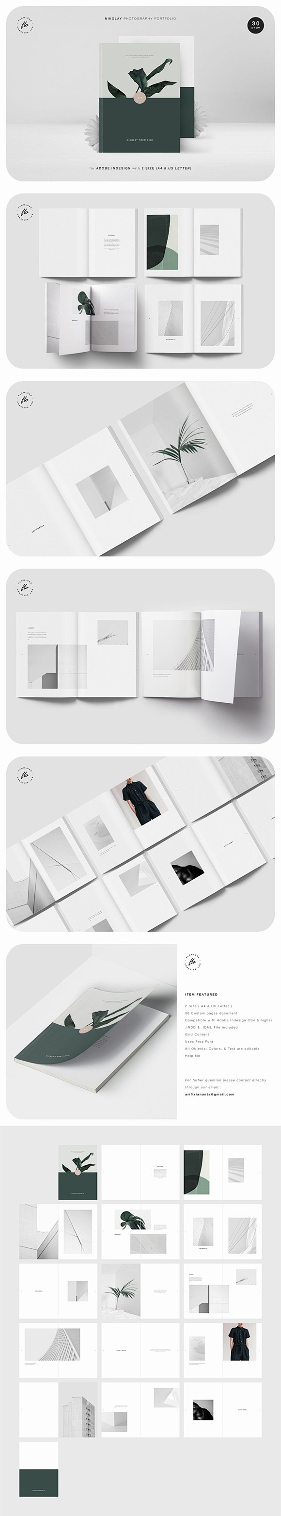 极简画册杂志装帧设计InDesign模板