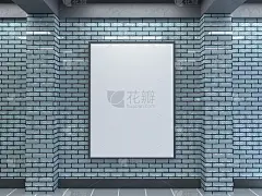 大型海报在地铁车站三维插画空间，车站，地铁，模板，三，地下，上，墙，白色
