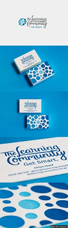 创意logo设计 高档名片设计 蓝色波点元素时尚名片  白色简约名片 商务名片 高档名片