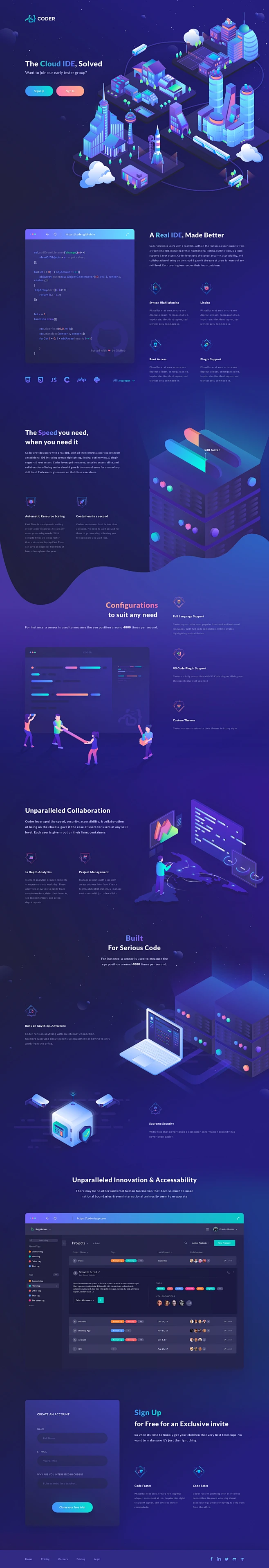 Coder landing page-花瓣网