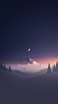 Artwork, Clear Sky, Digital Art, Forest, Hills, Landscape, Minimalism, Mist, Moon, Mountains, Nature, Night, Portrait Display, Stars, Trees wallpaper preview