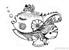 黑白插画 #手绘# 原创插画[超话]# 早期画的一组黑白手绘，今天整理了一些..... ​​​​