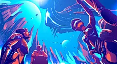 酷炫宇宙元素游戏海报背景矢量插画创意模板(56).eps