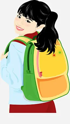 手绘背书包女孩高清素材 免抠 设计图片 免费下载 页面网页 平面电商 创意素材 png素材