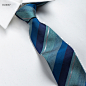 仿真丝领带蓝色彩条涤丝男士领带