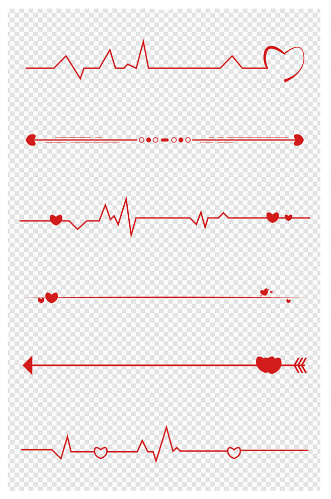 情人节分割线红色爱心心动装饰素材