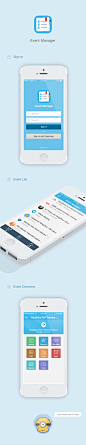 Event Manager app，ios7风格的-效率-蓝色-登录，列表，界面布局，大气，ios7风格- by zw1232002-App设计原创作品