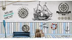 3D立体复古木纹海底世界墙纸海盗船餐厅酒吧网吧KTV主题壁纸壁画-淘宝网