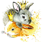 两只带着皇冠的兔子，macdown高清图片素材，图片，素材，图片设计，插画，插画设计，艺术，创意图片素材，猫，萌宠图片素材，高清图片，萌宠油画图