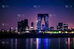 苏州,金鸡湖,水,天空,水平画幅,夜晚,无人,曙暮光,户外,光