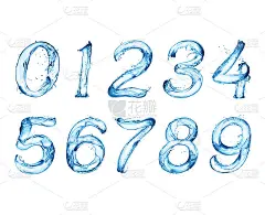 数字由水溅在白色背景上