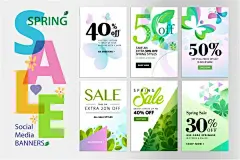 春季促销主题网站广告Banner图文排版设计海报营销素材模板 v10 Spring sale banners