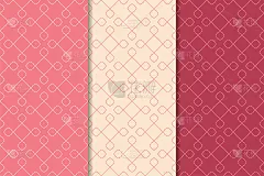 一套几何装饰。樱桃红无缝图案