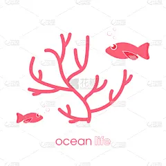 绘画插图,生活方式,海洋,鱼类,矢量,简单,珊瑚,海报,现代,贺卡