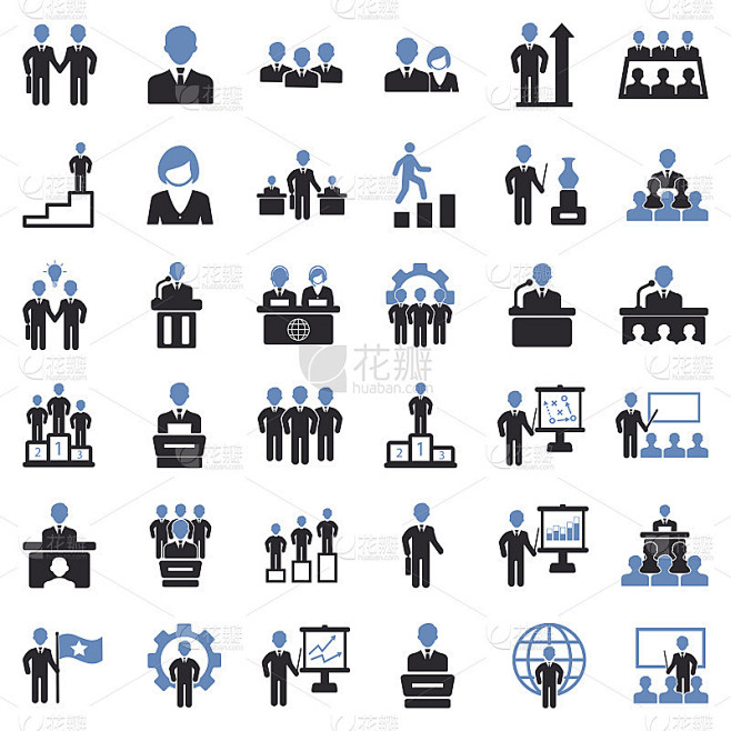 业务人员图标。双色调平面设计。矢量插图。