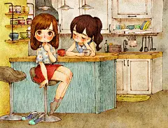 温暖清新风格的生活场景画作，将美好的生活瞬间保存下来，当岁月过往以后，还能温馨回首这些片段 ~ 韩国插画家AEPPOL的插画作品。