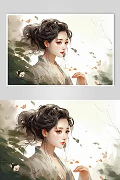 AI数字艺术新中式中国风美女人物插画-众图网