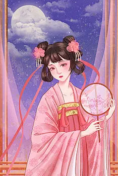 古风人物美女手绘插画中国风古风唯美原创JPGPSD素材唯美古风